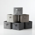 Foldable fabric storage cube baskets in neutral gray
