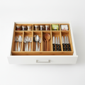 Bamboo drawer divider set with natural wood finish